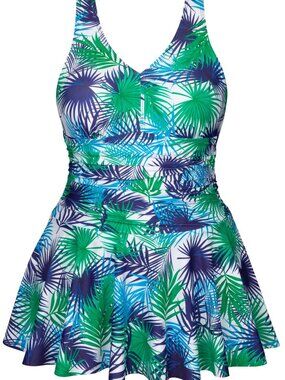 Women's Plus Size Ruched One Piece Swimdress Tummy Control Floral dress size 3XL